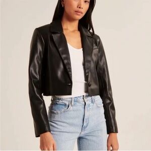 NWT Abercrombie Cropped Vegan Leather Blazer
